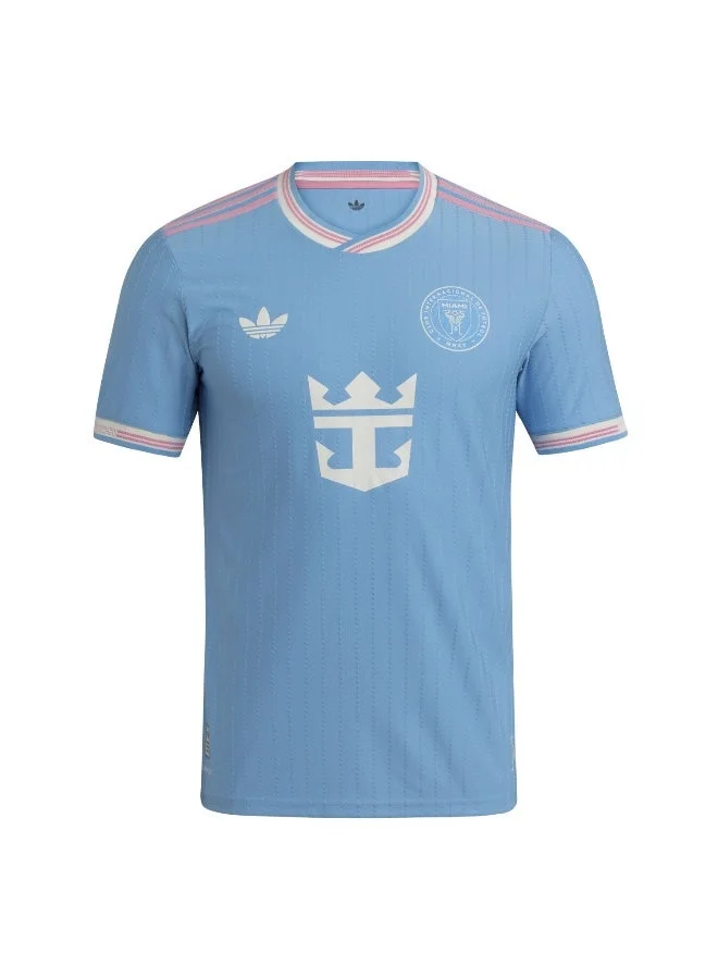 اديداس قميص رجالي أزرق قصير الأكمام